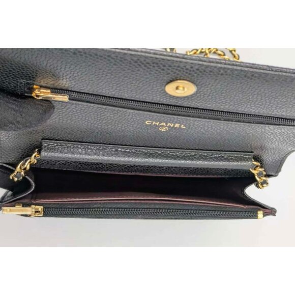 Pre-owned Chanel Caviar Quilted Wallet On Chain WOC Black - Picture 5 of 13